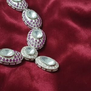 Strawberry Polki Necklace With Pink Cubic Zircon