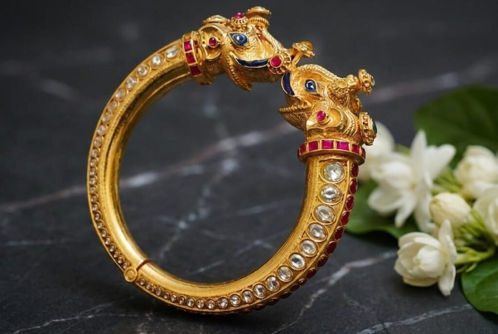 "Makara" or twin-elephant head design Kada