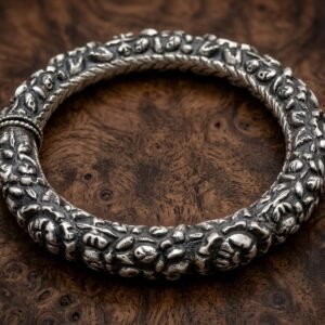 Handcrafted, Antique-Style Silver Kada