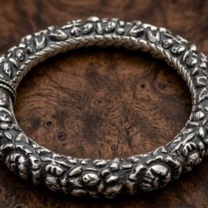 Handcrafted, Antique-Style Silver Kada